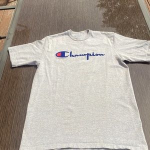 Men’s Champion Blue Bar T Shirt Gray Classic Felt-XL